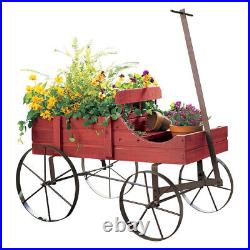 Wagon Decorative Planter Cart Wood Metal Flower Pottery Vintage Garden Backyard
