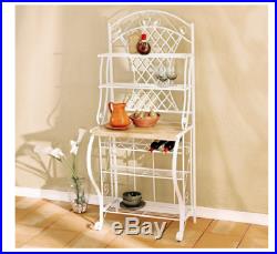 White Bakers Racks Kitchen With Wine Storage Metal Shelf Plant Stand Country NEW