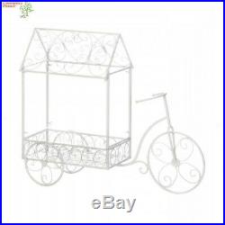 White Tricycle Plant Stand Cart Pot Holder Home Yard Garden Decor
