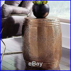 Wine Bar Barrel End Table Indoor Outdoor Metal Copper Cocktail Table Plant Stand