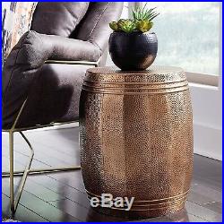 Wine Bar Barrel End Table Indoor Outdoor Metal Copper Cocktail Table Plant Stand