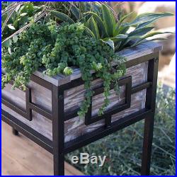 Wood and Metal Raised Garden Bed Elevated Planter Flower Vegetable Herb Patio
