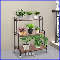 Wood and Metal Shelf Flower Pot Plant Stand Rack Garden Indoor Outdoor Patio