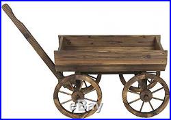 Wooden Wagon Cart Garden Big Wheels Rustic Planter Antique Yard Flowers Outdoor