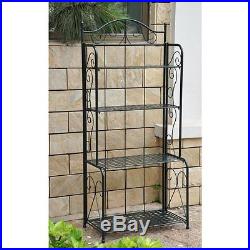 Wrought Iron Bakers Rack Plant Stand Outdoor Potting Bench Garden Tool Storage