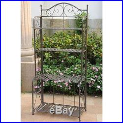 Wrought Iron Bakers Rack Plant Stand Outdoor Potting Bench Garden Tool Storage