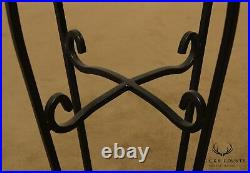 Wrought Iron Pair Round Glass Top Plant Stands