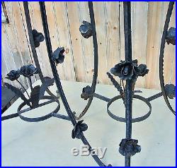 Wrought Iron Plant Stand Pair Antique Roses 36 tall Flower Fern Pot Holder