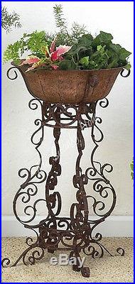 Wrought Iron SCROLLWORK Floor Planter Plant Stand Holder Large 30 Outdoor Patio