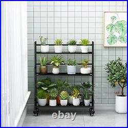 YIZAIJIA Plant Stand Indoor 3 Tier Metal Outdoor Tiered Stands Shelf With whe