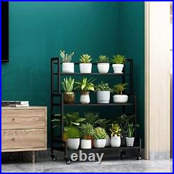 YIZAIJIA Plant Stand Indoor 3 Tier Metal Outdoor Tiered Stands Shelf With whe