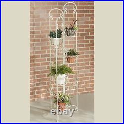 Zaria Indoor Outdoor Plant Stand Creamy Gold Holds Nine Plants