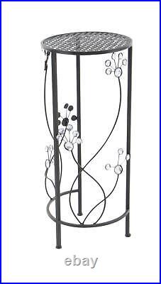 Zimlay Round Iron Set Of 3 Plant Stands With Floral Bead Details 63345